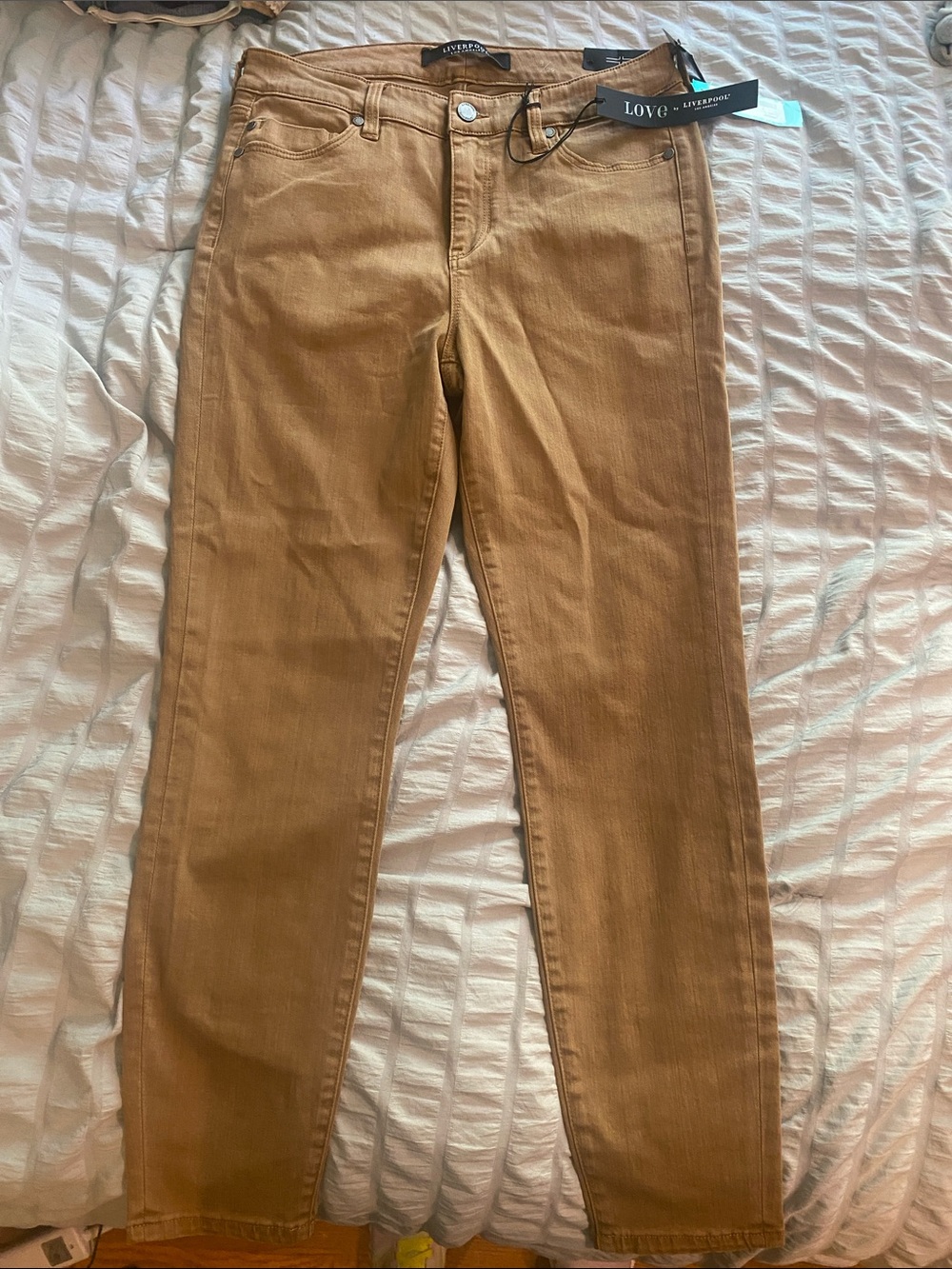 Liverpool Slim Straight Jeans in Tan Brown